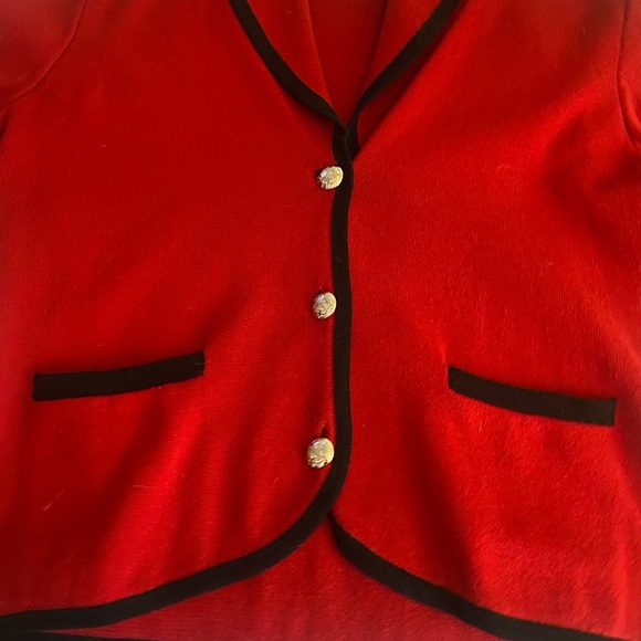 Chaps Red Knit Cardigan with Black Neck Label - Picture 4 of 10